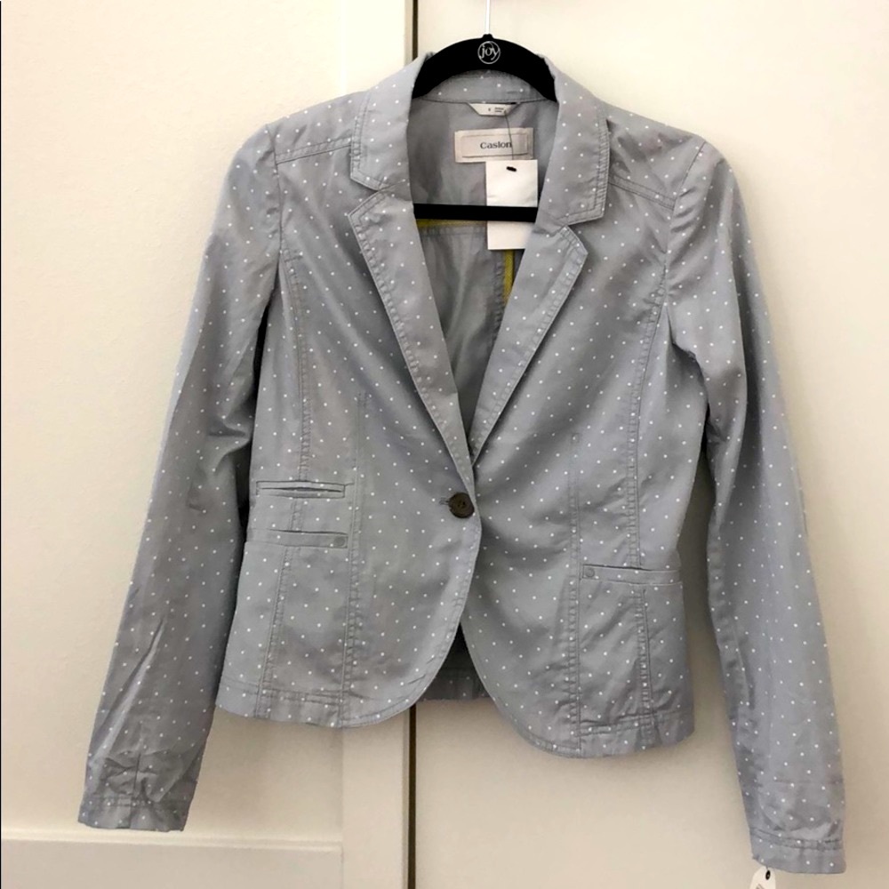 Caslon Light Gray White Dot Blazer Size Small NWT